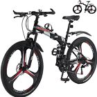 26" Folding Mountain Bike 24-Speed Steel Frame Full Suspension Mtb