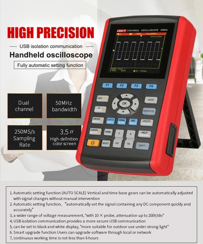 UNI-T UTD1050DL Handheld Oscilloscope 2CH 50MHz AC DC Scope Multimeter 250MSa/s - Picture 5 of 5