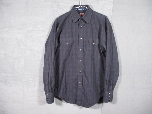 Wrangler Shirt Mens Medium Blue George Strait Troubadour Snap Western Cowboy