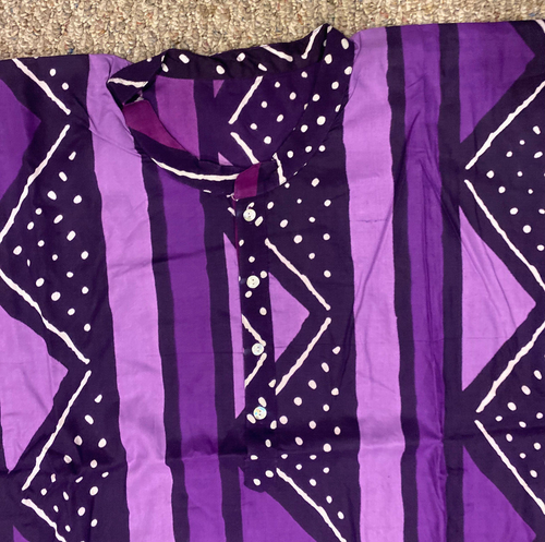 Kaftan Purple Geometrical Print Women's Men's Unisex New Africa Light Weight - Picture 11 of 17
