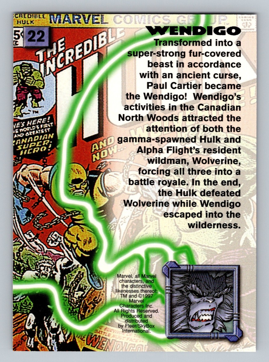 Fleer Marvel Premium X-Men '97 Timelines #22 Wendigo Trading Card