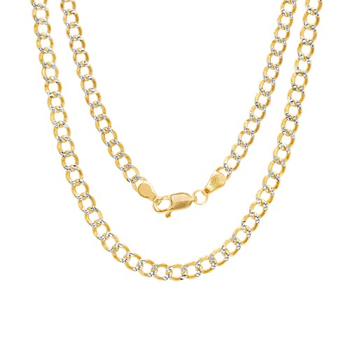 14K Yellow Gold Mens 3.5mm Diamond Cut White Pave Cuban Curb Chain Bracelet 9" - 第 6/8 張圖片