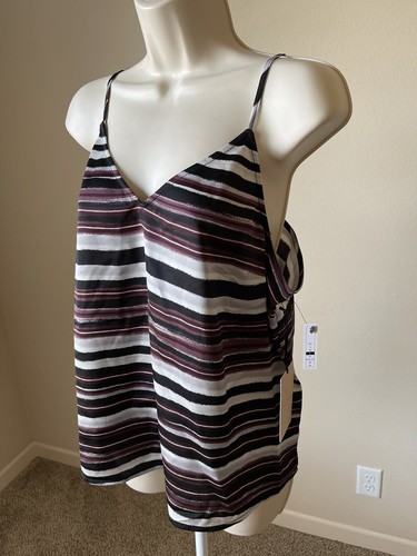 Halogen Women’s Multicolor Striped V-Neck Adjustable Stripes Lightweight Tank L - Picture 3 of 9