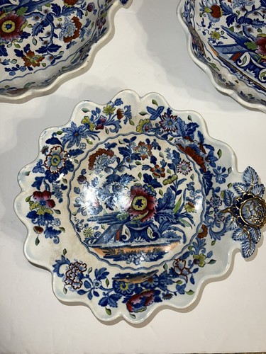 3 Ridgway Sons Dresden blickdichtes China 844 blau weiß Teller Schüssel georgisch 1800-1830 - Bild 5 von 17