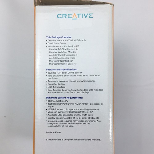 Creative Labs WebCam NX PC Web Camera Model PD1110 Great For Instant Messaging - Picture 8 of 10