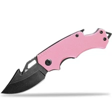 FLISSA 2.5 inch Mini Folding Pocket Knife Stainless Steel Drop Point Pink
