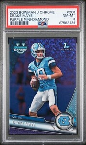DRAKE MAYE /399 1st RC 2023 Bowman U Chrome #200 PURPLE MINI DIAMOND  - PSA 8