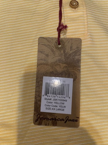 Jamaica Jaxx 2XL XXL Yellow Stripe, Short Sleeve Polo, Casual Men's Shirt NWT - Picture 2 of 3