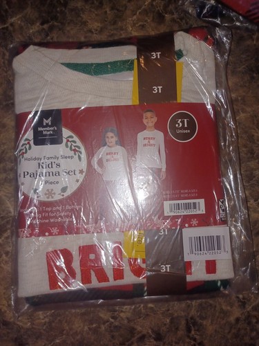 Pajamas Member's Mark Unisex Kid's Holiday Family Pajama Set Size 3T - Picture 11 of 12