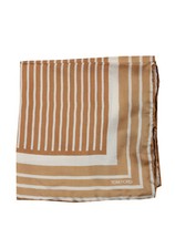 Tom Ford Beige Silk Pocket Square Striped Pattern 16" x 16" New With Tags