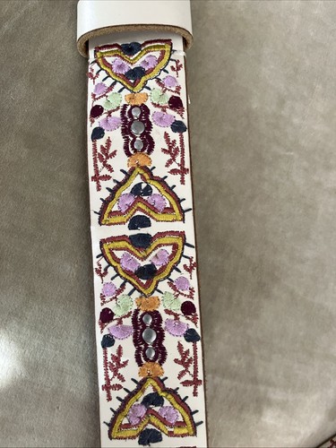 embroidered LUCKY BRAND colorful white ladies belt ERAS concert womens XL - Picture 2 of 6
