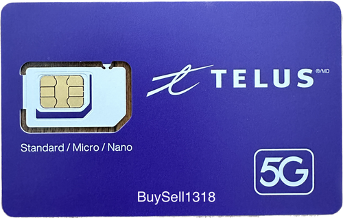 50X - CARTE SIM TELUS CANADA *NOUVEAU MODÈLE* 5G SA/5G+ NANO MICRO STANDARD - 3 EN 1 - Photo 1 sur 1