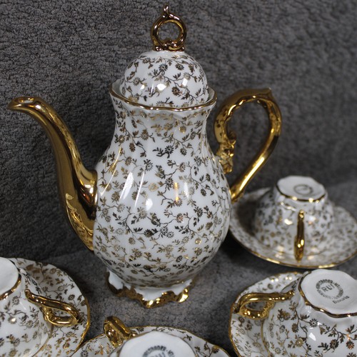 Bavarian Porcelain Tea Set Rudolf Wachter Gold Floral Patern - Five Cup Set - Picture 3 of 23