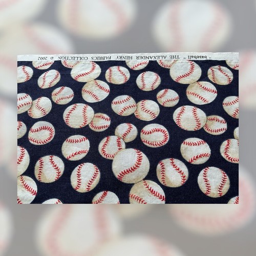 The Alexander Henry Collection 2002 Baseball Fabric Remnant 44 x 30 Navy White - Picture 3 of 14