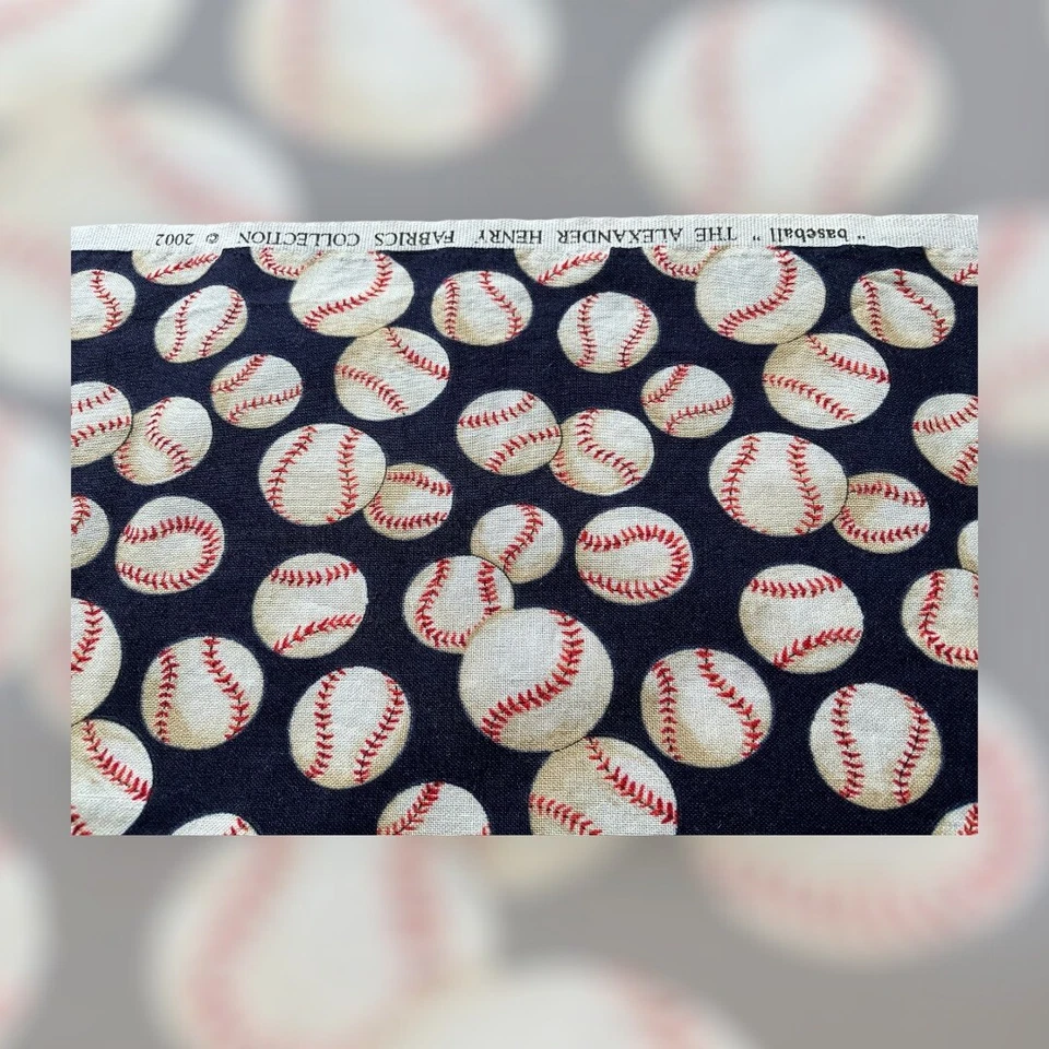 The Alexander Henry Collection 2002 Baseball Fabric Remnant 44 x 30 Navy White - Image 3 of 4