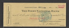 1921-3 SIERRA RAILWAY CO JAMESTOWN FIRST NATIONAL BANK SONORA CAL ANTIQUE CHECK