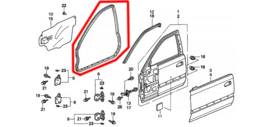 96-00 Honda Civic EK EK1 EK3 EK4 sedan 4D front door weatherstrip rubber seal - Bild 3 von 4