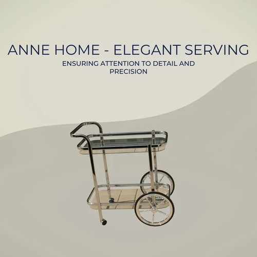 Anne Home - Elegant Serving Trolley | Chrome Plated Glass W/ Iron Trim Trolley - Picture 9 of 15