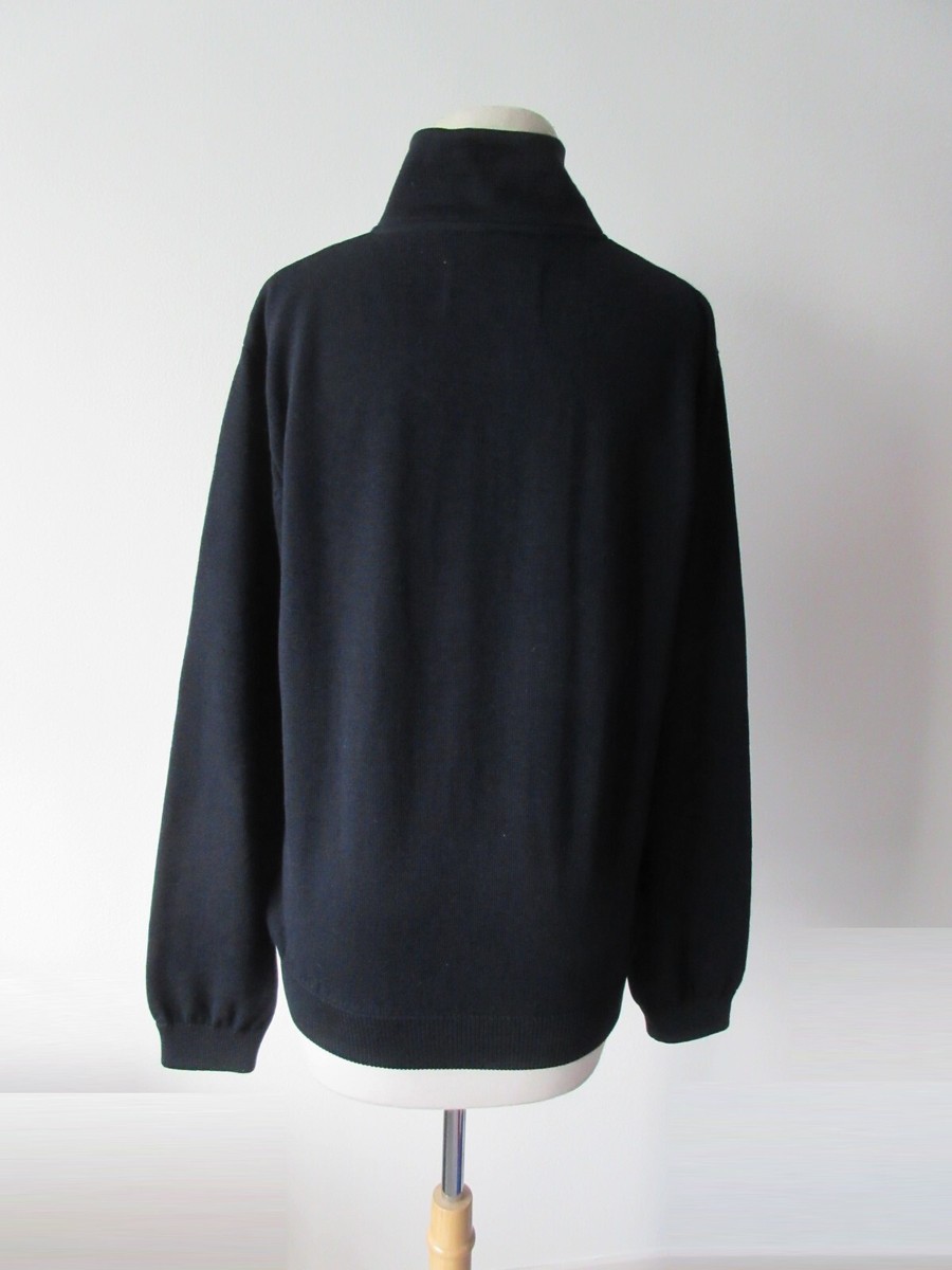 OUR LEGACY dark navy or black 100% merino wool knit full zip