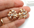 14K Yellow Gold Diamond Cluster Earrings Vintage [E329] — photo 3