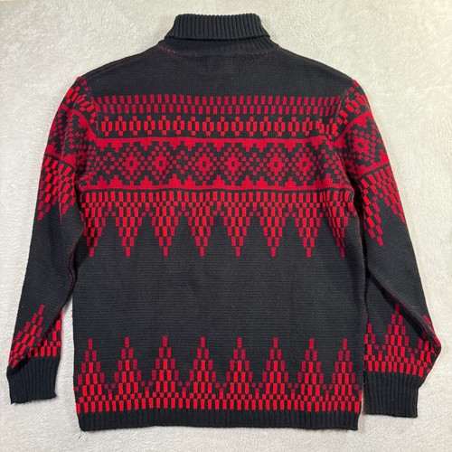 Jersild Sweater Mens XL Black Red Nordic Print Acrylic Knit Long Sleeve Pullover - Picture 2 of 7