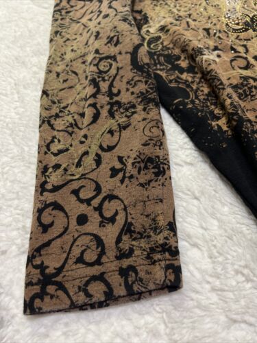 Cactus Bay Size S Paisley Shirt Beaded Horse Design Earth tones Brown Black Art - Picture 8 of 9