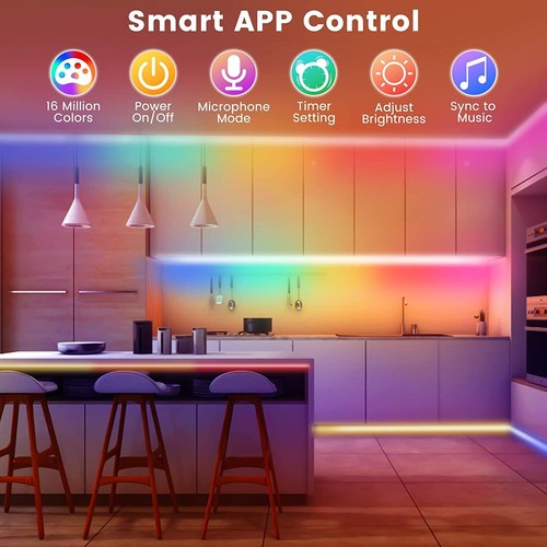 RGB LED Strip Lights IP65 Waterproof 5050 5M 10M 20M IR/APP Controller Bluetooth - Picture 2 of 14