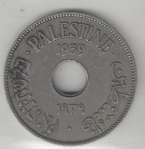 PALESTINE, ( ISRAEL ) 1939,  10 MILS,  COPPER-NICKEL,  EXTRA FINE,  KM#4 - Picture 1 of 2