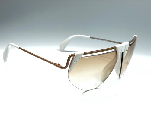 VINTAGE NEW RODENSTOCK 1757 POLAR WHITE FUTURISTIC SUNGLASSES 80'S GERMANY  - Picture 2 of 4