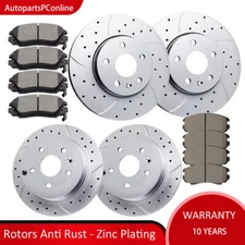 Front Rear Drilled Slotted Rotors Brake Pads for Chevrolet Equinox GMC Terrain
