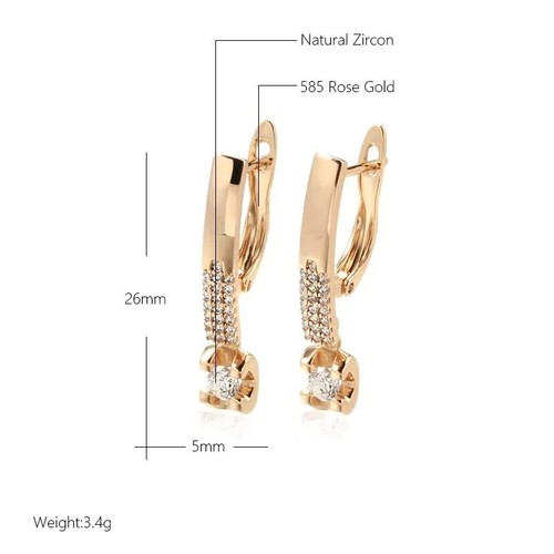 Einfache Elegante Tropfen Ohrringe Für Frauen 585 Rose Gold Farbe - Bild 6 von 7