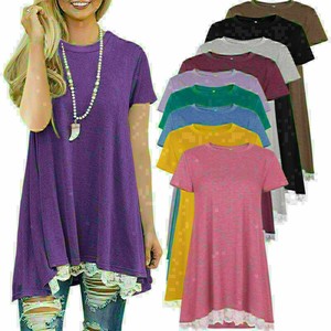 Fashion-Women-039-s-Ladies-Summer-Lace-Up-Loose-Tops-Tee-Shirt-Blouse-Casual-T-Shirt