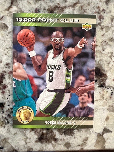 1992-93 UPPER DECK 15,000 POINT CLUB CARD MILWAUKEE BUCKS MOSES MALONE #PC10