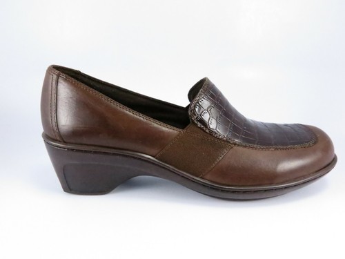 Clarks Croc-Top Loafers Womens Size 8M Brown Leather Slip-Ons Mocs Clogs - Picture 8 of 10