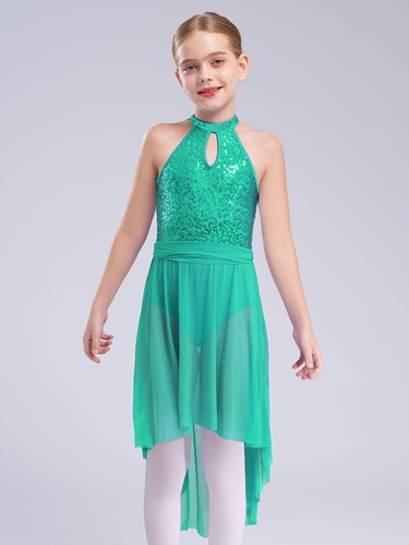 Niñas Vestido de Baile Sin Mangas Cuello Halter Maxi Vestido Moderno Ropa de Baile Ropa - Imagen 57 de 114