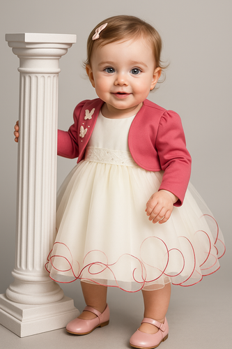 Bebé Niñas Mariposa Bolero Chaqueta Vestido Bautizo Bautismo Vestidos de Boda - Imagen 5 de 6