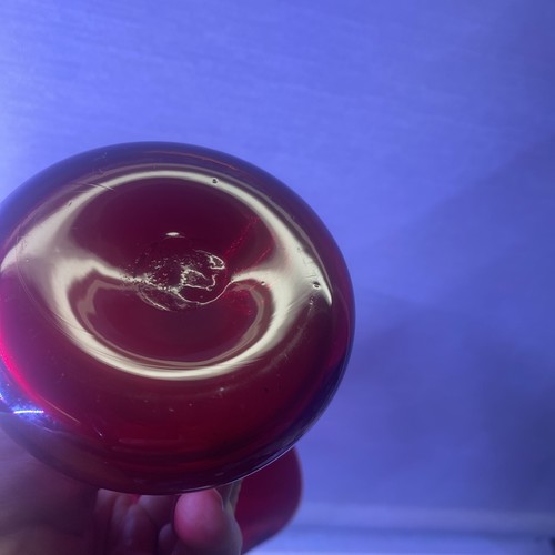 Blenko Pilgrim Cranberry Jack In The Pulpit Vase Hand Blown Art Glass 12.5"H USA - Picture 6 of 9