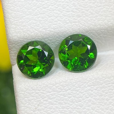 1.98ct Chrome Diopside Pair Green Natural Round Cut Mozambique Gem For Earrings