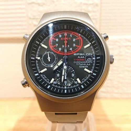 Seiko ALBA Epsilon YM56 0A30 Titanium Chronograph Watch Vintage Japan - Picture 2 of 11