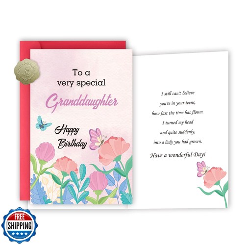 FSSDAS Granddaughter Birthday Card, Happy Birthday Cards for Granddaughter, C - Picture 1 of 5