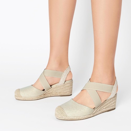 DREAM PAIRS Womens Close Toe Espadrilles Platform Slip on Elastic 8.5, Beige - Picture 6 of 7