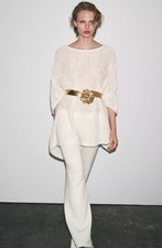 ZARA METAL FLOWER BELT SZ US 30 IN GOLDEN 1856/103/30