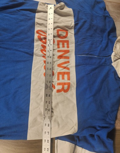 De colección NFL Denver Broncos Spellout Manga Larga Rugby Talla XL 70s 80s  - Imagen 4 de 12