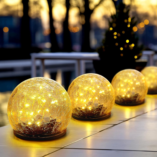 4 Piece Solar Garden Waterproof Lights Outdoor Landscape Yard 3.9 Inch Globe - Picture 7 of 12