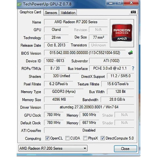 Radeon R7 240 4GB Graphics Card, 320SP DDR3 128-bit CRT VGA/HDMI/DVI - Picture 6 of 6
