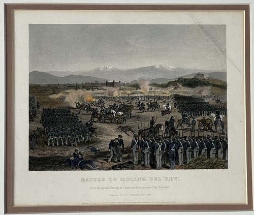 Original 1859 Print, Battle of Molina Del Ray, American Mexican War, Matted Vintage - Bild 1 von 7