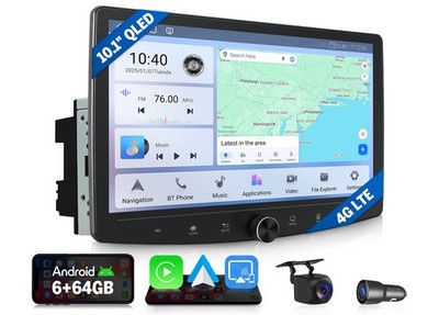 2DIN 10.1 Zoll 64GB Android 13 Autoradio mit Apple Carplay GPS NAVI WIFI DSP RDS
