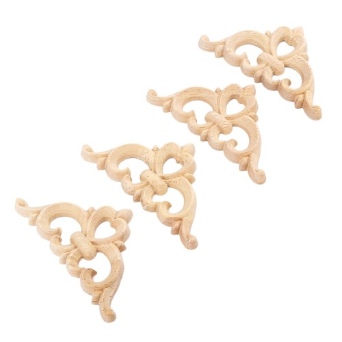 1/4pcs 6/8cm Wood Carved Decal Furniture Corner Door Unpainted Onlay Applique - Picture 13 of 20