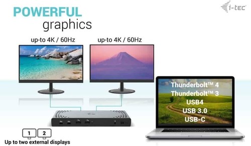 i-tec USB-A/-C TB Dual Dock Dual Display Dock PD 100W - Afbeelding 6 van 8