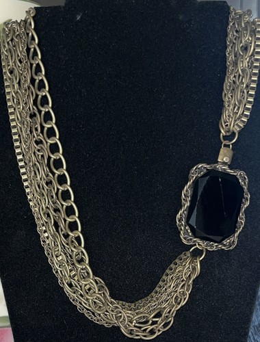 Vintage Jewelry Set Antique Gold Finish Black Stone Accents~set Of 4 - Picture 3 of 18